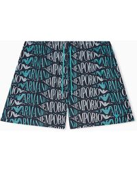 Emporio Armani - Swim Shorts With All-Over Logo - Lyst