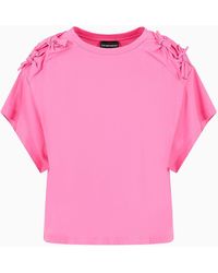 Emporio Armani - T-shirt In Boxy-fit Aus Supima-jersey Mit Nahtlosen Schleifen - Lyst