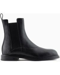 Emporio Armani - Leather Chelsea Boots With Elastic Inserts Essential - Lyst