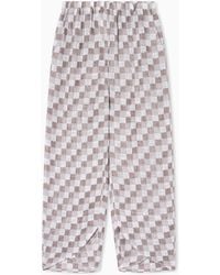 Emporio Armani - Check Linen Gauze Trousers - Lyst