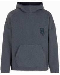 Emporio Armani - Sweatshirt In Comfort Fit Aus Technischem Jersey Mit Kapuze Und Ea-logo-stickerei - Lyst