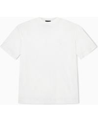 Emporio Armani - Jersey T-Shirt With Micro Eagle Embroidery - Lyst