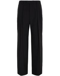 Emporio Armani - Virgin-wool Two-way Stretch Canvas Trousers With Darts - Lyst