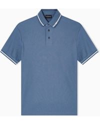 Emporio Armani - Poloshirt Aus Pikee Mit Mikro-Adler Am Saum Und Als Stickerei - Lyst