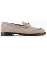Emporio Armani - Suede Icon Loafers With Leather Details - Lyst