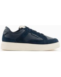 Emporio Armani - Leather And Suede Sneakers - Lyst