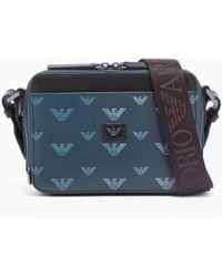 Emporio Armani - Coated Canvas Mini Bag With All-Over Eagle - Lyst