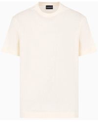 Emporio Armani - T-shirt Aus Jacquard-jersey Mit Allover-logo-schriftzug - Lyst