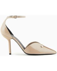 Emporio Armani - Patent-leather Pointed Court Shoes With Strap And Piercing - Lyst