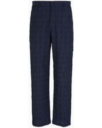 Emporio Armani - Asv Prince Of Wales Patterned Lyocell-seersucker Blend Trousers - Lyst