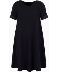 Emporio Armani - Tech Cady Flared Dress With Satin Insert - Lyst