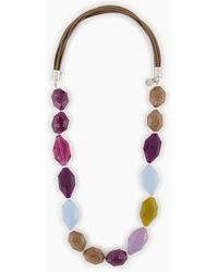 Emporio Armani - Halskette Mit Geometrischen Steinen - Lyst