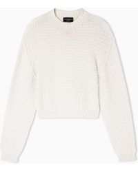 Emporio Armani - Icon Jumper With Links-Stitch Knit And 3D Motif - Lyst