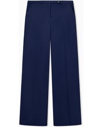 Emporio Armani - Flat-Front Wide-Leg Trousers - Lyst