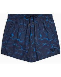 Emporio Armani - Printed Iridescent Fabric Swim Shorts - Lyst
