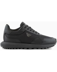 Emporio Armani - Asv Sneaker Aus Recyceltem Nylon, Mit Details Aus Wiederaufbereitetem Saffiano - Lyst