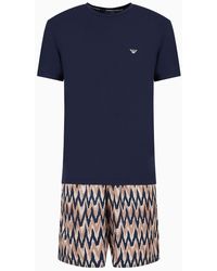 Emporio Armani - Comfort-fit Pyjamas With Deluxe Satin Bermuda Shorts - Lyst