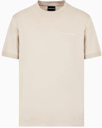 Emporio Armani - T-shirt Aus Leichtem Jersey Mit Logo-stickerei Und Gerippten Bündchen - Lyst