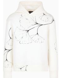 Emporio Armani - Hooded Sweatshirt In Scuba Fabric With All-over Nature Print - Lyst