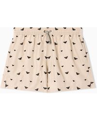 Emporio Armani - Swim Shorts With All-Over Micro Eagle Embroidery - Lyst