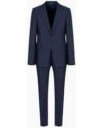 Emporio Armani - Asv Micro-textured Wool And Lyocell-blend Slim-fit Single-breasted Jacket With Peak Lapels - Lyst