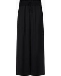Emporio Armani - Fluid Viscose Satin Wide Trousers With An Elasticated Waist - Lyst