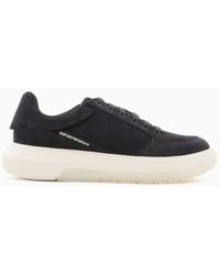 Emporio Armani - Suede Sneakers With Side Logo - Lyst