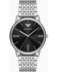 Emporio Armani - Uhr Mit Drei Zeigern, Datumsanzeige Und Edelstahlarmband - Lyst
