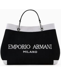 Emporio Armani - Medium Knitted Myea Shopper Bag With Contrasting Details - Lyst