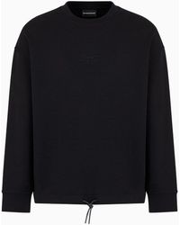 Emporio Armani - Sweatshirt Aus Doppeljersey Mit Farblich Passender Logostickerei - Lyst