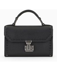 Emporio Armani - Horizontal Pebbled Leather Tech Case With Shoulder Strap And Studs - Lyst