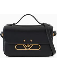 Emporio Armani - Sac À Bandoulière En Cuir Lisse Avec Logo Aigle En Métal - Lyst