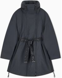 Emporio Armani - Water-Repellent Down Jacket With A Hidden Hood And Belt - Lyst
