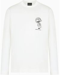 Emporio Armani - Pull Armani Sustainability Values En Jersey Mélange Lyocell Avec Broderie Dragon - Lyst