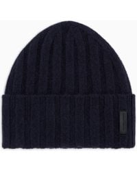 Emporio Armani - Pure Cashmere, Ribbed Beanie - Lyst