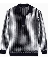 Emporio Armani - Icon Virgin-Wool Jumper With Polo-Shirt Collar And Embossed Knit - Lyst