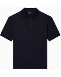 Emporio Armani - Slim-Fit Jersey Polo Shirt With All-Over Jacquard Eagle - Lyst