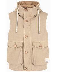 Emporio Armani - Sustainability Values Capsule Collection Garment-dyed Organic Ripstop Sleeveless Hooded Gilet - Lyst