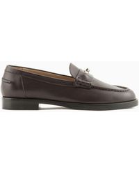 Emporio Armani - Leather Loafers With Icon Stirrup - Lyst