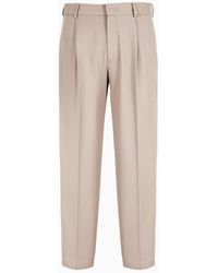 Emporio Armani - Jacquard Jersey Trousers With Darts And A Pleat - Lyst