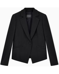 Emporio Armani - Cady Crepe Jacket With Lapels - Lyst