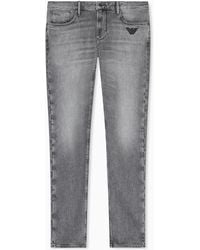 Emporio Armani - J06 Slim-Fit Washed Denim Jeans With Eagle Embroidery - Lyst