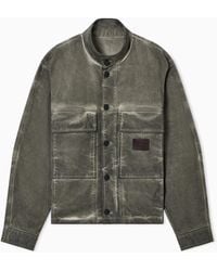 Emporio Armani - Garment-Dyed, Dirty-Wash Stretch-Denim Jacket - Lyst