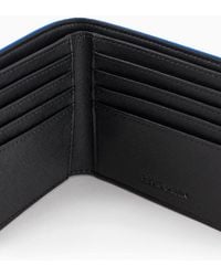 Emporio Armani - Armani Sustainability Values Regenerated Saffiano Leather Card Holder Wallet With Rubberised Eagle - Lyst