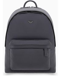 Emporio Armani - Recycled Nylon Backpack With A Mesh Back And Front Pocket - Lyst