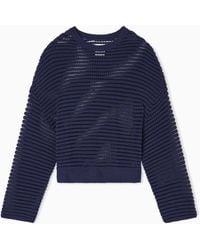 Emporio Armani - Eagle Club Perforated Cashmere-Blend Jumper - Lyst