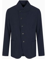 Emporio Armani - Veste À Col Officier Avec Laçage Décentré En Jersey Crêpe Effet Piqué 3D Icon - Lyst