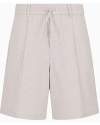 Emporio Armani - Drawstring Bermuda Shorts In Striped Seersucker Fabric - Lyst
