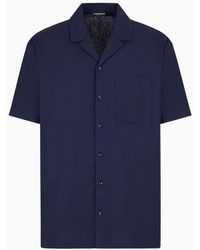Emporio Armani - Short-sleeved, Linen-blend Beachwear Shirt - Lyst