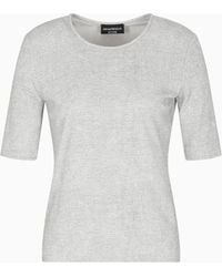 Emporio Armani - Icon Crêpe-Look Interlock Jersey T-Shirt With Flocked Pattern - Lyst